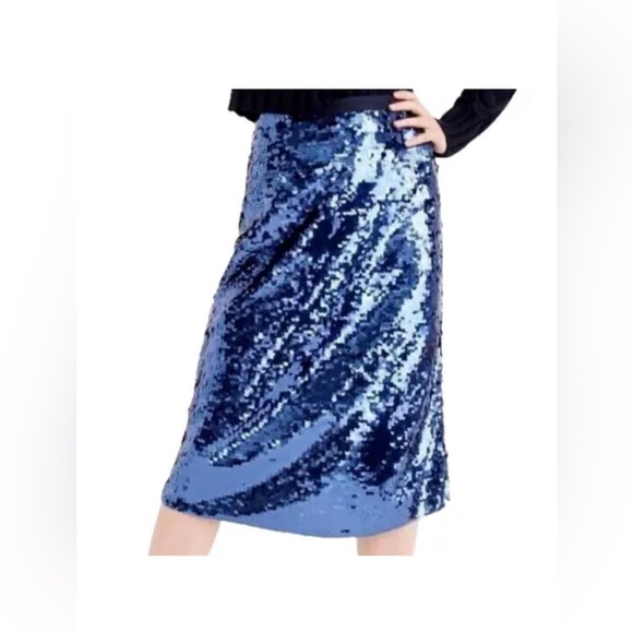J.Crew collection sequins midi skirt royal blue NWT Size 2 - Picture 5 of 9